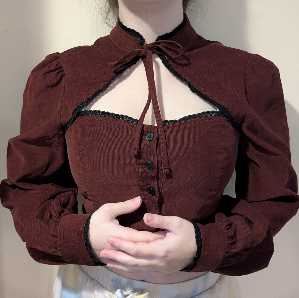Cider Vintage-Style Burgundy Top